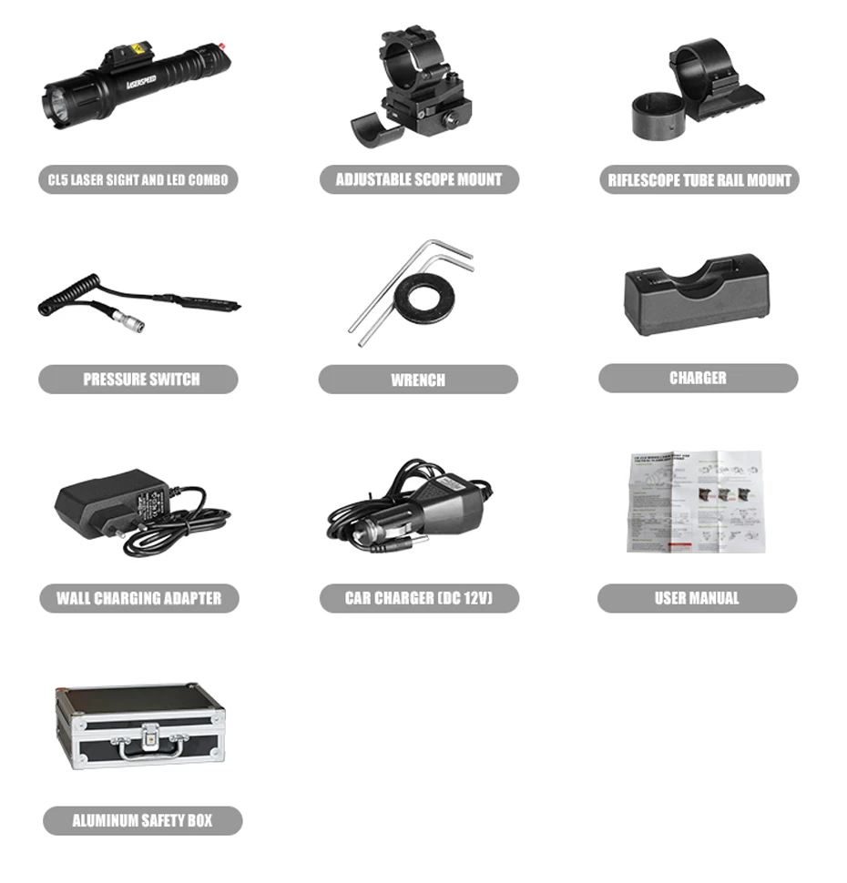 Scope com Picatinny Luz + Verde Laservelocidade Lumen Arma Rifle Gun Lanterna Tática Militar Visão Laser Montagem Ar15 Ak47 500 7 Luzes de armas