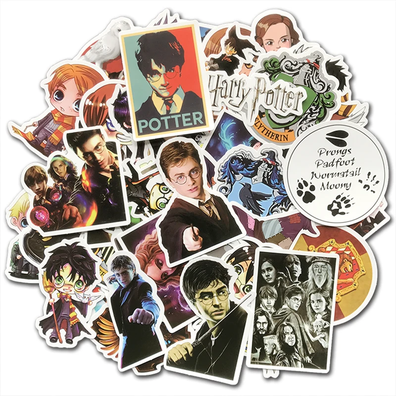 AQK 50 قطعة الكرتون لطيف هاري بوتر ملصقات الفينيل للماء الكتابة على الجدران الفيلم ملصق قنبلة لوح التزلج الأمتعة محمول للأطفال لعبة