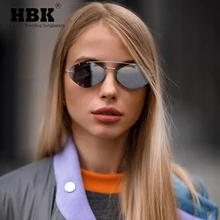 HBK Женские Ретро шестигранные солнцезащитные очки Женские Черные Серые оттенки режущие линзы для девочек бескаркасные металлические оправы очки UV400