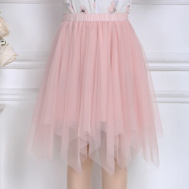 1619 юбка из прозрачной ткани женская летняя белая черная розовая сетчатая юбка миди с высокой талией Асимметричные плиссированные юбки сексуальная мода