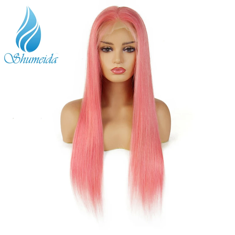 

SHD Pink Lace Front Wigs Pre Plucked with Baby Hair Straight Hair Glueless Lace Wigs 180% Density Brazilian Remy Human Hair Wigs