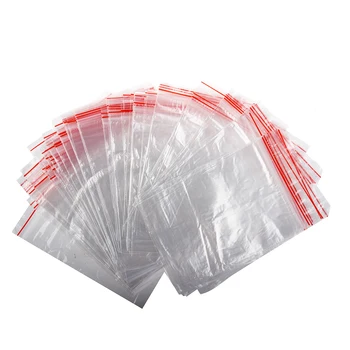 

100Pcs Poly Clear Bags Plastic Zip Clear Bags Packaging Candy Cookie Plastic New Year Wedding Birthday Party