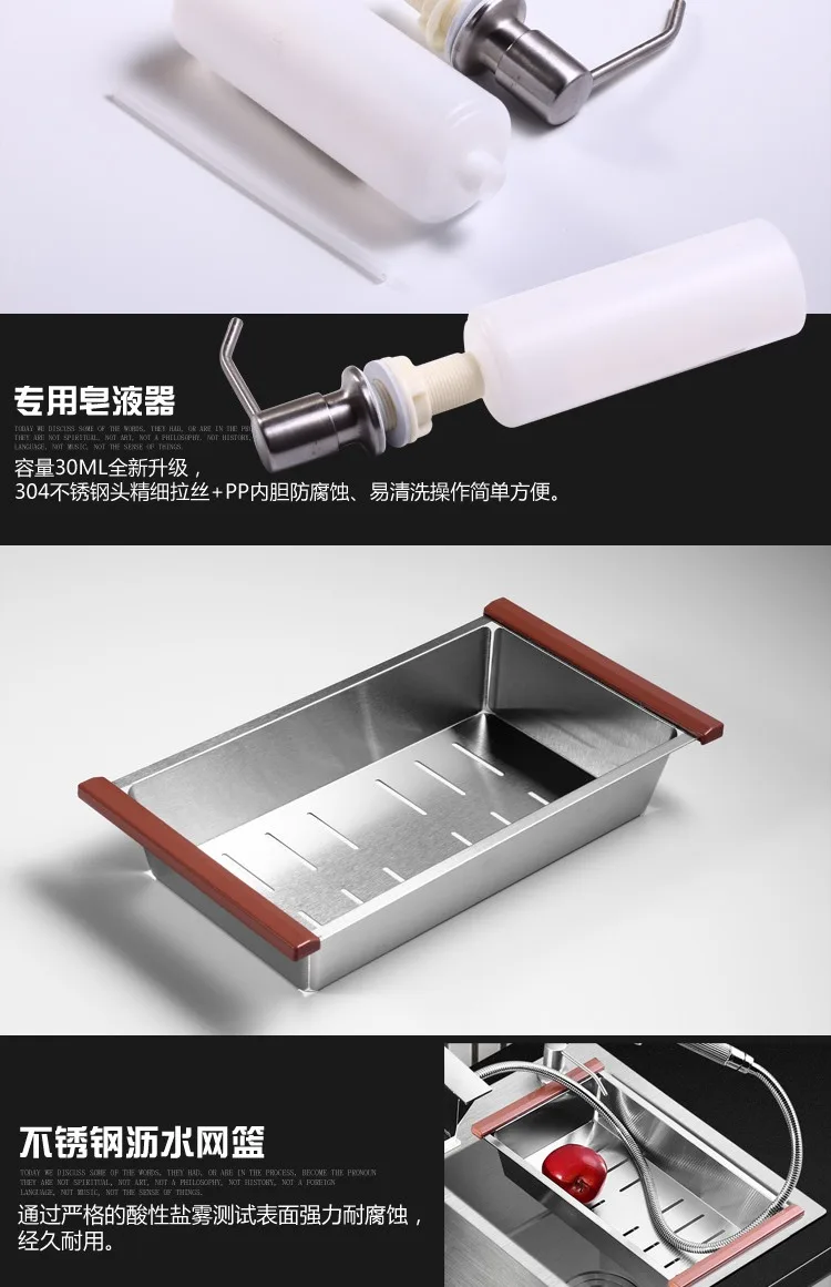 304 stainless Steel 3mm Thickened Manual Tank Set Single Tank Kitchen sink Large Washing Pot Dishwash Pool single bowl