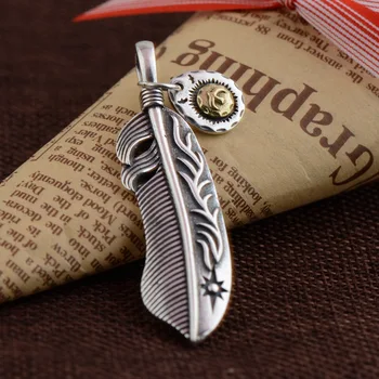 

Deer King jewelry wholesale S925 Sterling Silver Pendant Silver Antique feather fashion big new technology