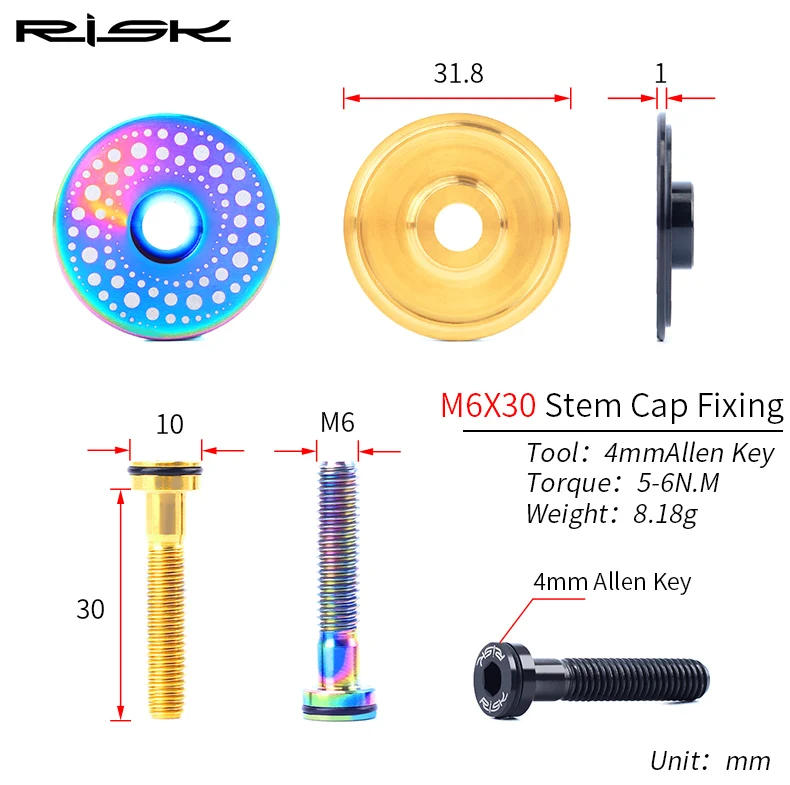 Risk 1 комплект из титанового сплава велосипедная гарнитура+ M6* 30 мм велосипедная гарнитура болты для выноса руля Ti легкая гарнитура винты для MTB велосипеда