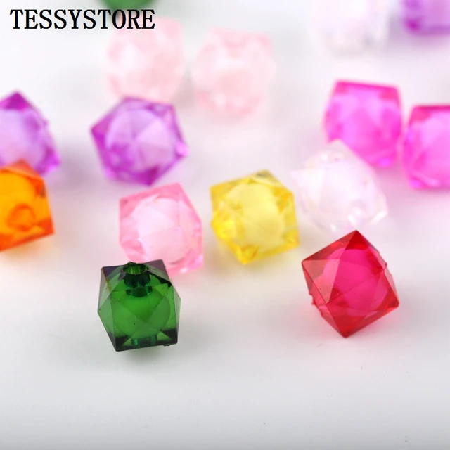 New 6/8/10mm Transparent Faceted Flat Acrylic Beads Loose Spacer Beads for  Jewellery Making DIY Handmade Bracelet Accessories