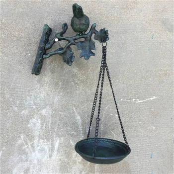 

Cast Iron Hanging Aged Metal Decorative Bird Feeder Darkgreen Antique Birdfeeder Wild Bird Feeding Wall Mounted For Home/Outdoor