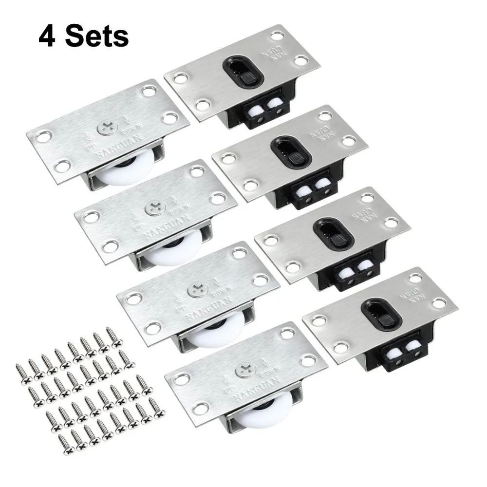 

Uxcell New 4pcs 26mm Nylon Wheel Sliding door, Furniture Cabinet, Cupboard, Wardrobe Single Wheel Pulley Electroplating Finish