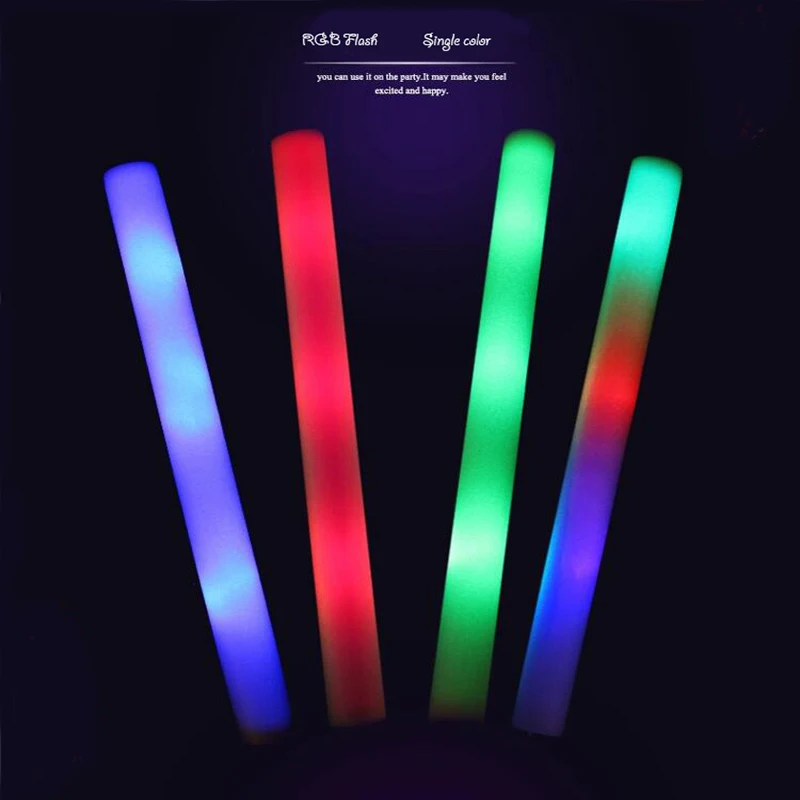 20pcs/Lot Led Foam Stick Multicolor Changing Flash Batons 48cm RGB Glow Stick Light Up Tube