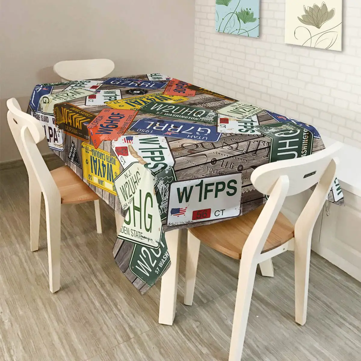 Waterproof Oilproof Square Cover Lilac Bouquet Vinyl Tablecloth Party Table Cloth Starry Sky Digital Cover For Kitchen Table
