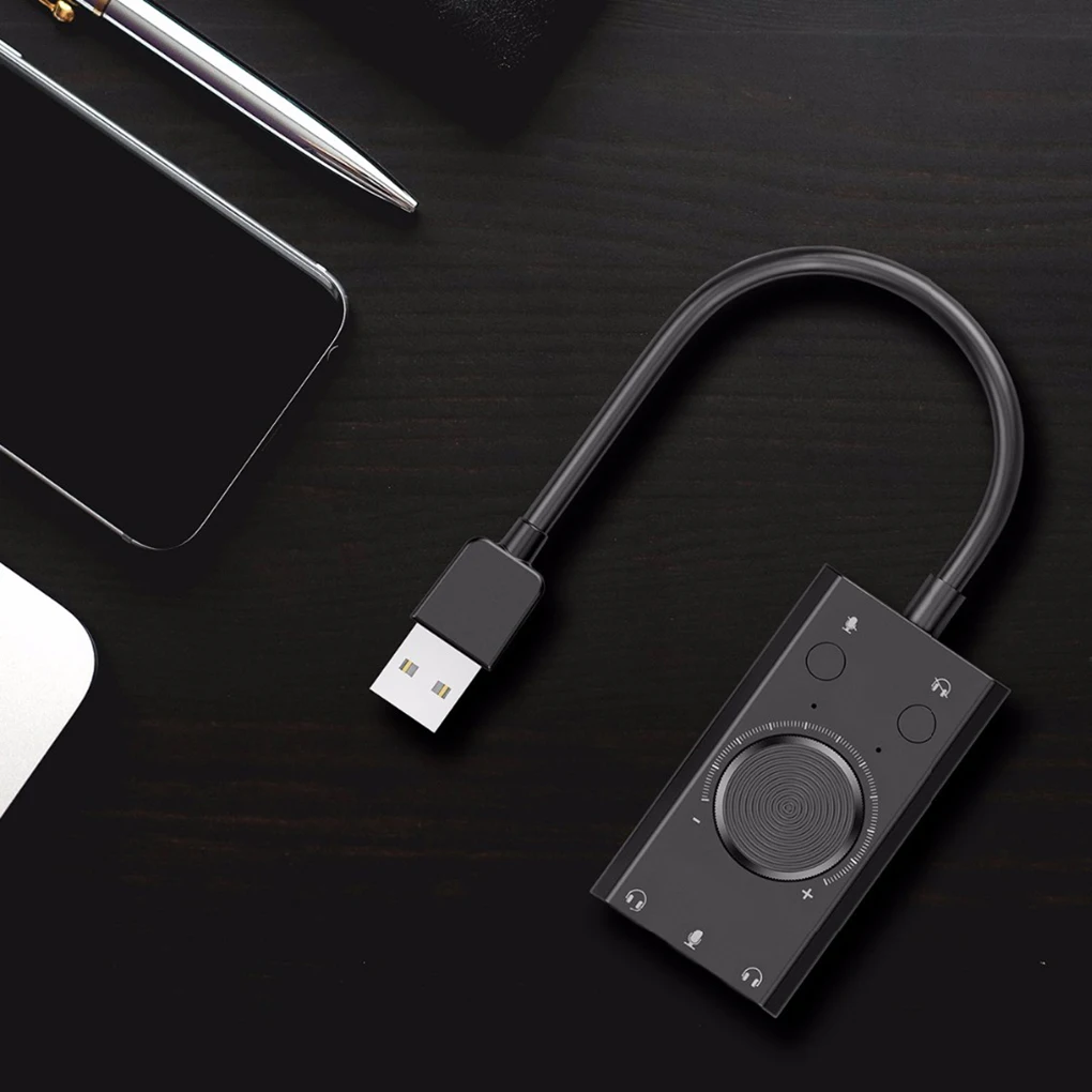 Портативный USB внешняя звуковая карта Микрофон Наушники два-в-одном 3-Порты и разъёмы Выход Регулируемая громкость аудио адаптер