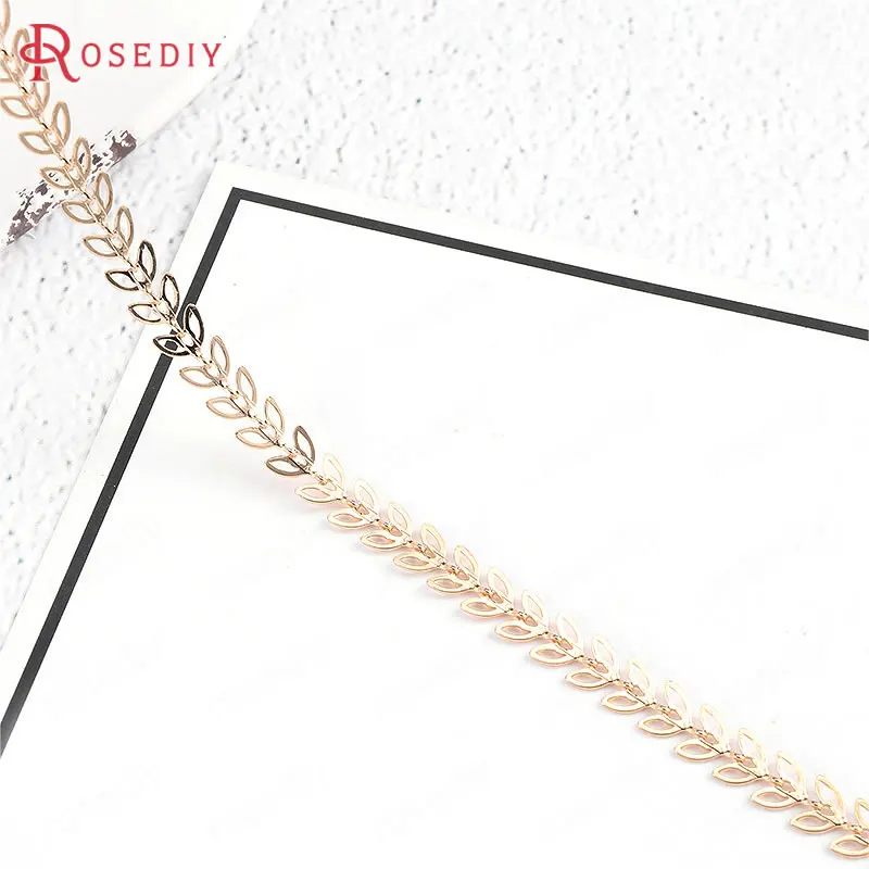 

50CM Per Piece Chain Width 6.5MM 24K Gold Color Brass Tree Leaf Necklace Chain High Quality Diy Jewelry Findings Accessories