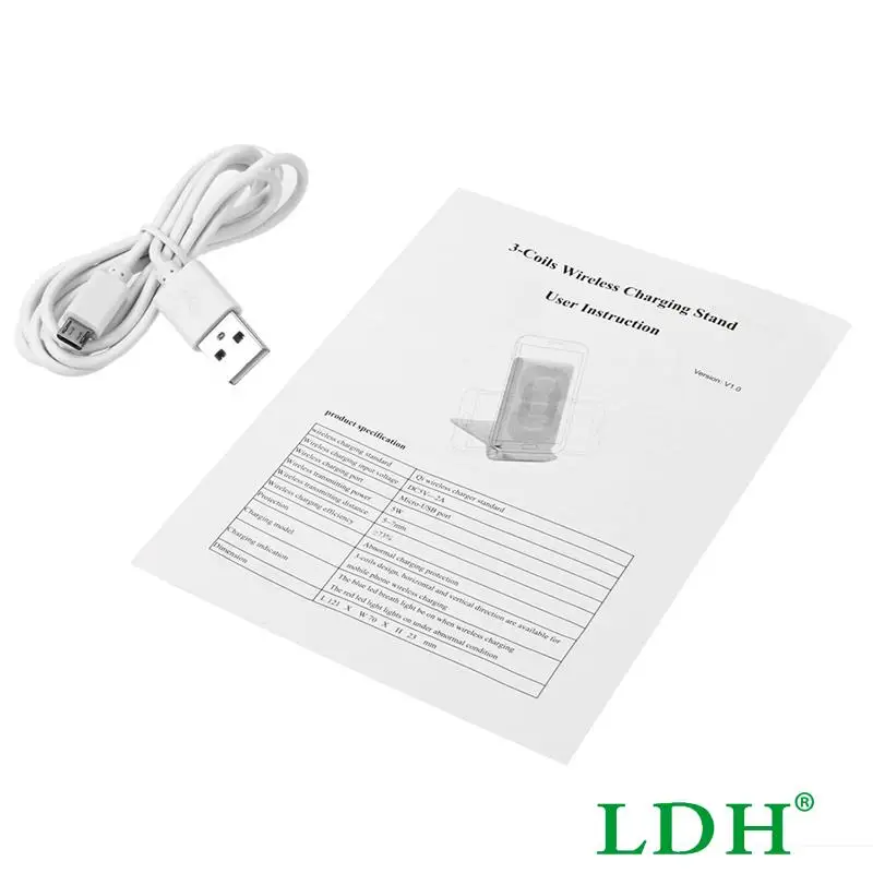 for iPhone 7 7Plus 3 Coils Wireless Charger Folding Charging Holder For Samsung Galaxy S6 Edge Note 5 Android Smart Phone
