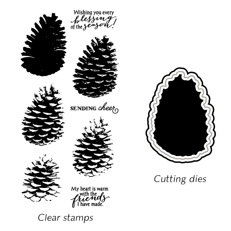 

Pine tower Clear stamps and Metal Cutting Dies Set for DIY Scrapbooking Photo Album Decoretive Embossing Stencial