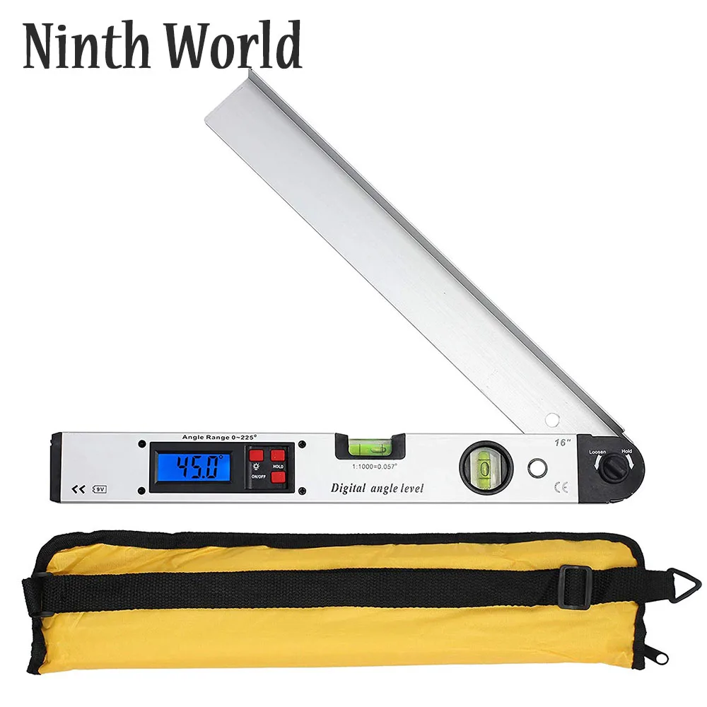  400mm/16inch 0-225 Degree Protractor Spirit Level Digital Angle Finder Gauge Meter Angle Finder Wit