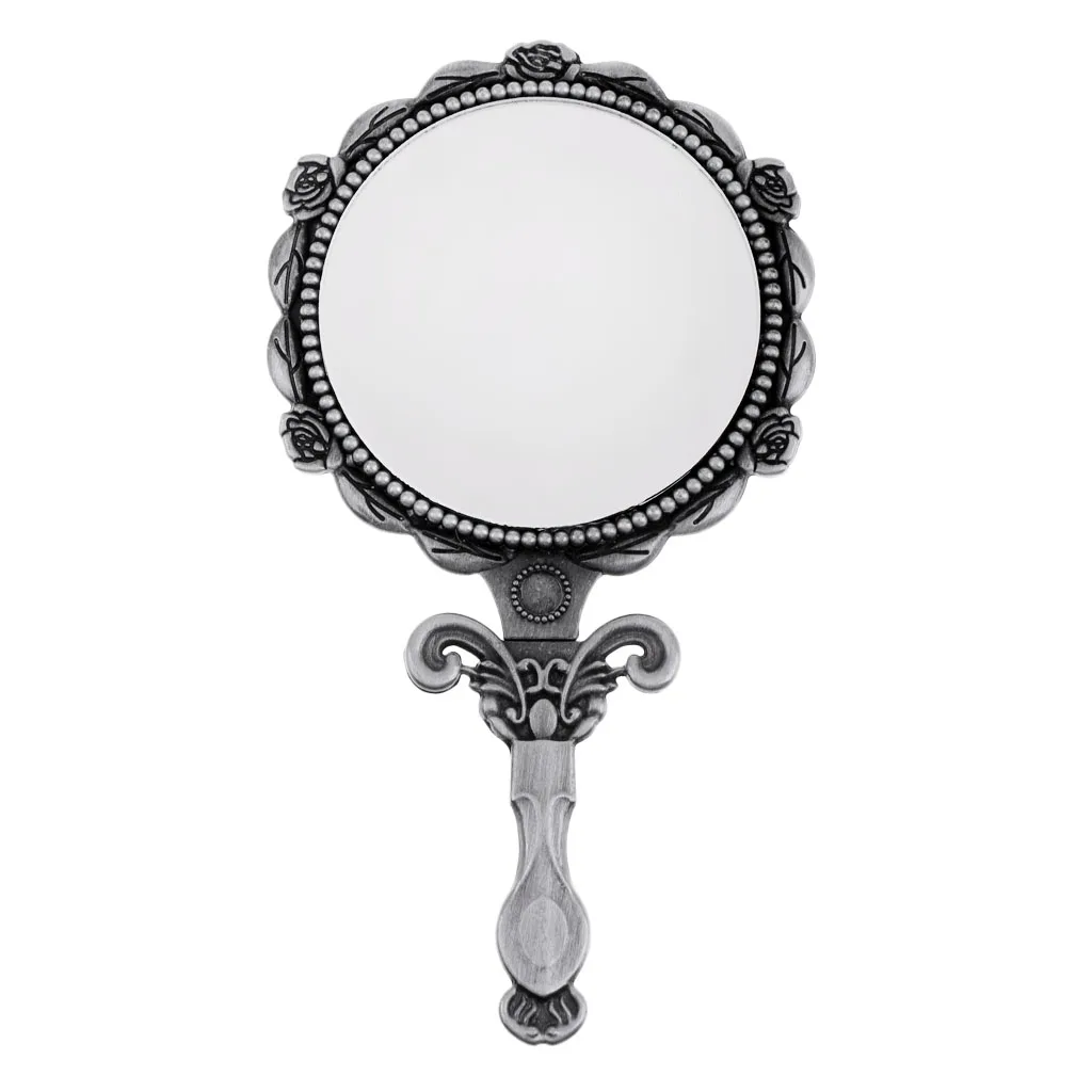 

Vintage Antique Style Hand Held Cosmetic Foldable Makeup Mirror Bronze