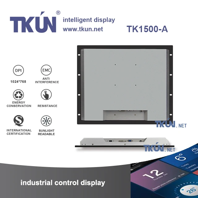 TKUN15 дюймов сопротивление Выделите 1024*768 открытый Солнечный свет видимые промышленные дисплеи Подвесной Настенный TK1500-A