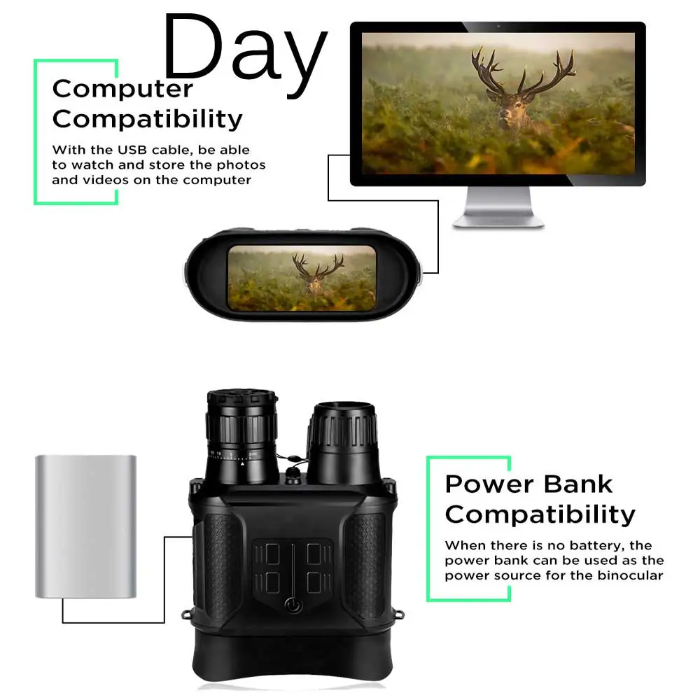 400m Night vision binoculars 3.5x-7x magnification hunting elk tools telescope digital infrared day time and night vision HD