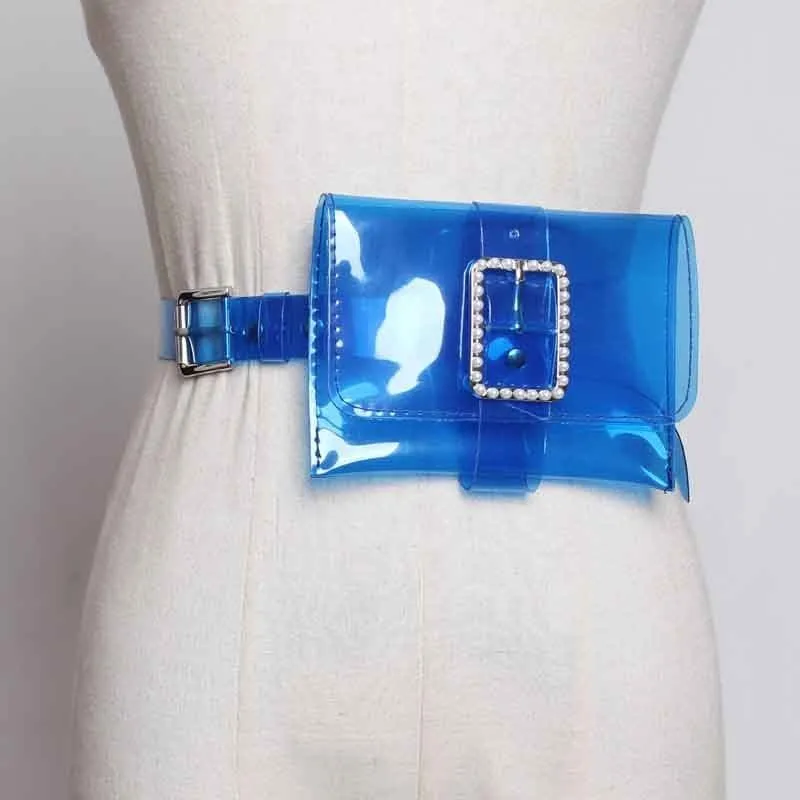

[YaLee] New Fashion 2019 Summer Pearl Decorative Buckle Detachable Mini Bag Girdle PVC Long Wist Belts Women A087
