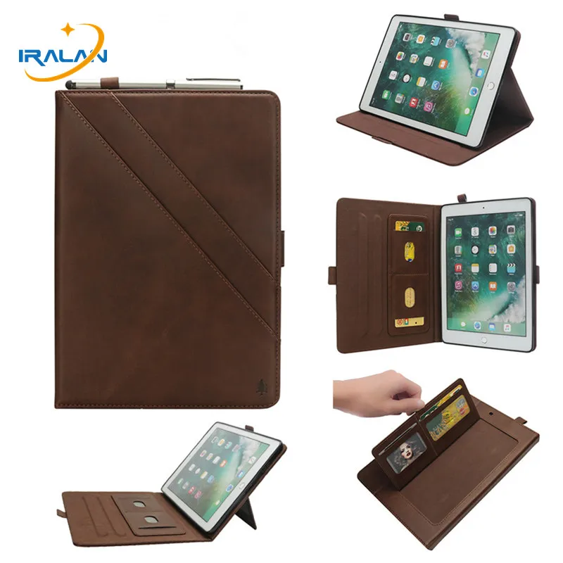 

High Quality PU Leather Magnetic Stand Case For Apple iPad Pro 12.9 2017 2015 Universal Cover With Card Slot Pen Set+Screen Film