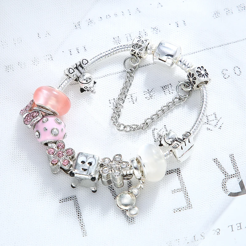 Silver Color Unicorn Bowknot Crystal Beads Bracelet -Unicorn Fashion HTB1ZHewX6nuK1RkSmFPq6AuzFXar