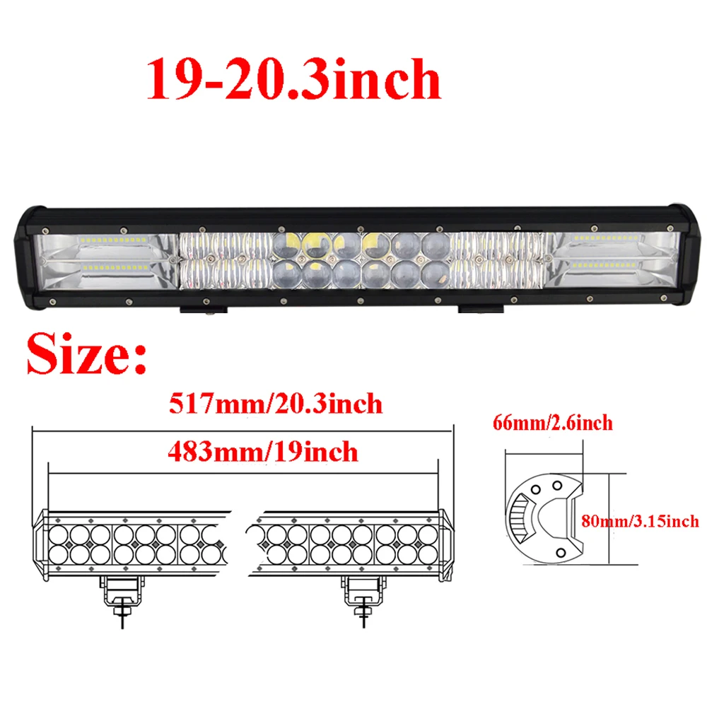 Auxtings Combo Beam 20inch 216w Dual Rows IP67 Waterproof Car Led Bar&23" Number Plate Frame Mount Bracket For Auto Jeep 4X4