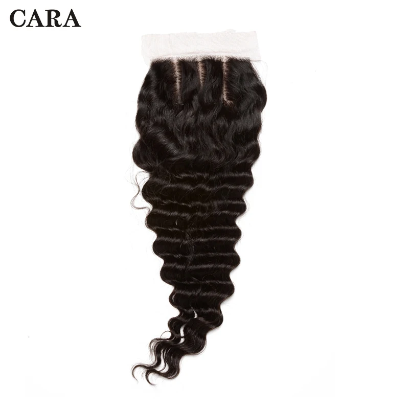 Шёлковые подкладки 4x4 глубокая волна закрытия шнурка бразильские волосы застежка предварительно сорвал отбеленные узлы свободная часть CARA