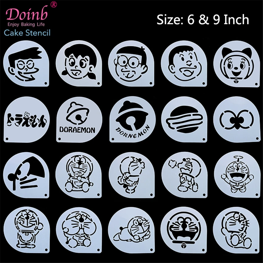 

6Inch Cartoon Anime Character Doraemon Dorami Cake Stencil Plastic Pad Mold Flower Strew Duster Cupcake Fondant Baking Moulds