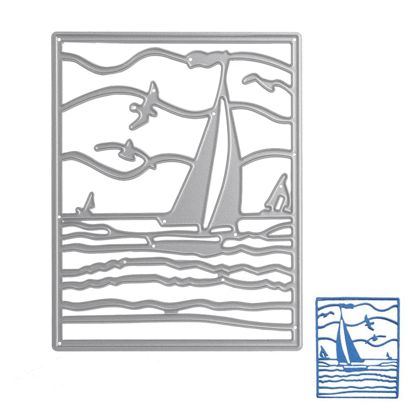 

DIY Craft Embossing Die Cutter Sailing Boat On The Sea Seabirds Metal Cutting Dies Stencil Scrapbook Paper Card