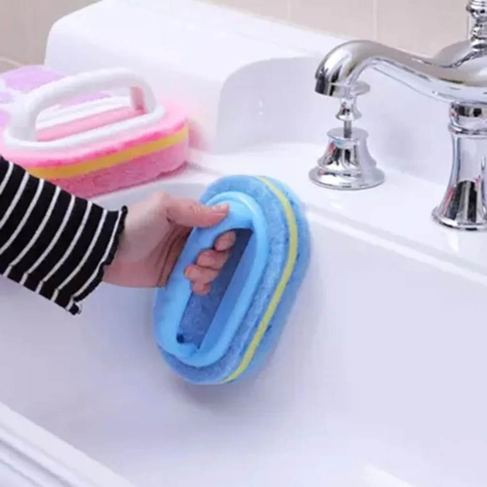 Best Kitchen Sink Cleaning Sponge Bathroom Toilet Cleaner Kitchen Glass Wall Cleaning Bath Brush Plastic Handle Sponge Bathing Brush