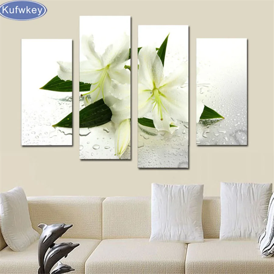 

4pcs/set,5d diamond painting lily mazayka diamond embroidery flowers 5d mosaic diamond painting embroidery home decor
