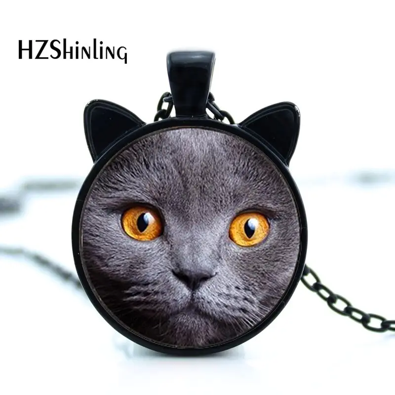 CN-002, новинка, ожерелье с кошачьим лицом, подвеска кошачьи ушки, кошачье лицо, ювелирные изделия для девочек, стеклянный кабошон, ожерелье, HZ2