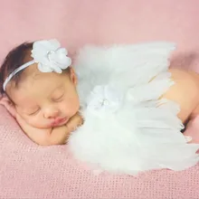 Милый детский реквизит для фотосъемки новорожденных девочек повязка на голову Крылья Ангела из перьев комплект одежды костюм для фотосессии Хэллоуин