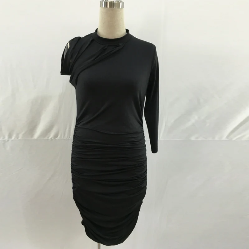 Плюс размер 4xl 5xl полосы одно плечо Вечеринка o-образным вырезом с коротким рукавом пэчворк bodycon Туника миди женские плиссированные платья - Цвет: black