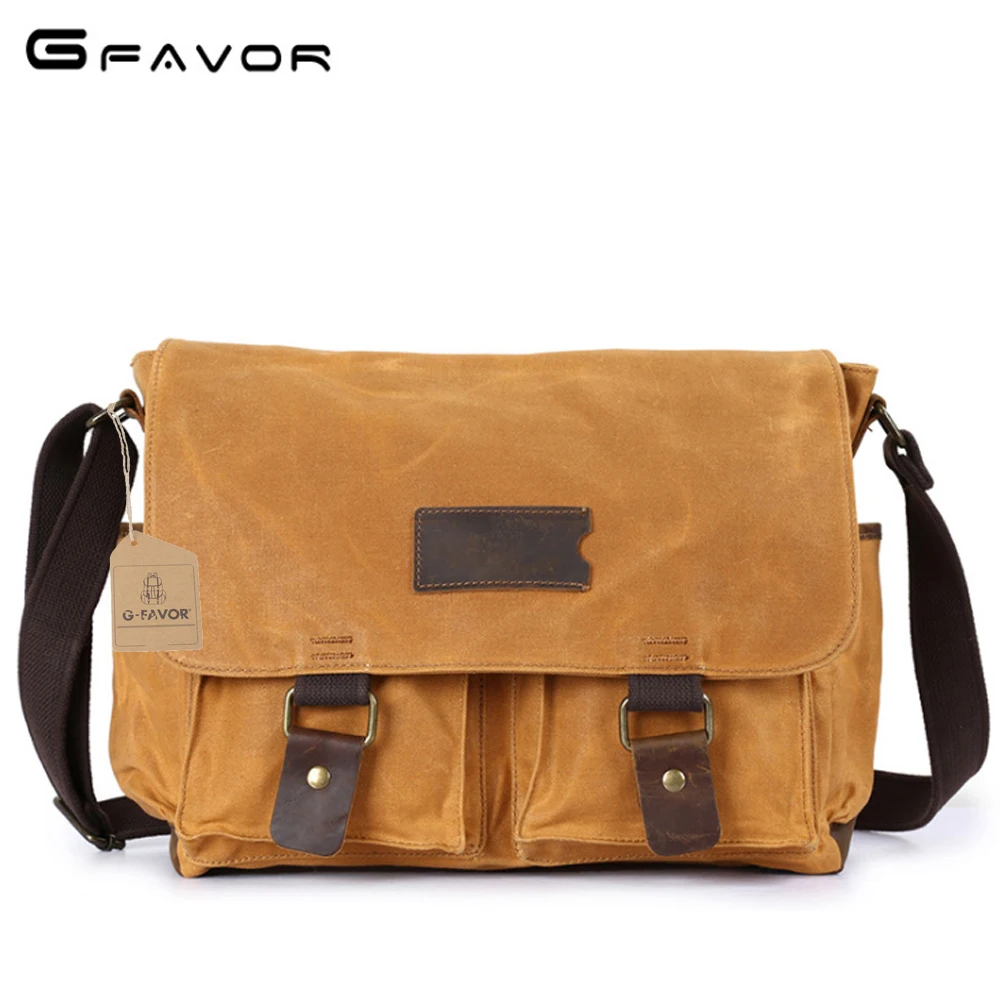 

Men Water-poof Wax Oil Canvas Bag Retro Multi-function Inclined Shoulder Bag Fashion Big-capacity Travel Single Shoulder Bag