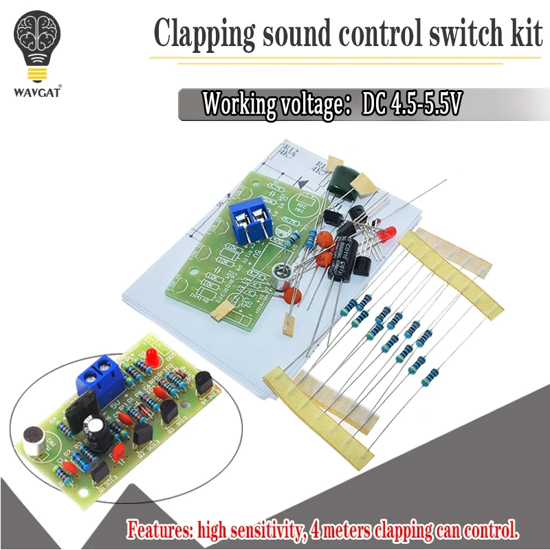 

Electronic Acoustic Clap Control Switch DIY Kit Sound Sensor Electronic Circuit DIY Suit Integrated PCB Module