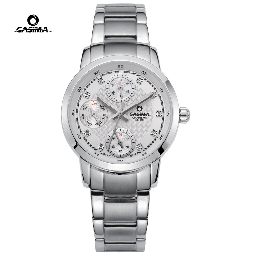 

CASIMA women business luxury brand waterproof 24hour week date ladies wrist watches with stainless steel leather watchbands 5106