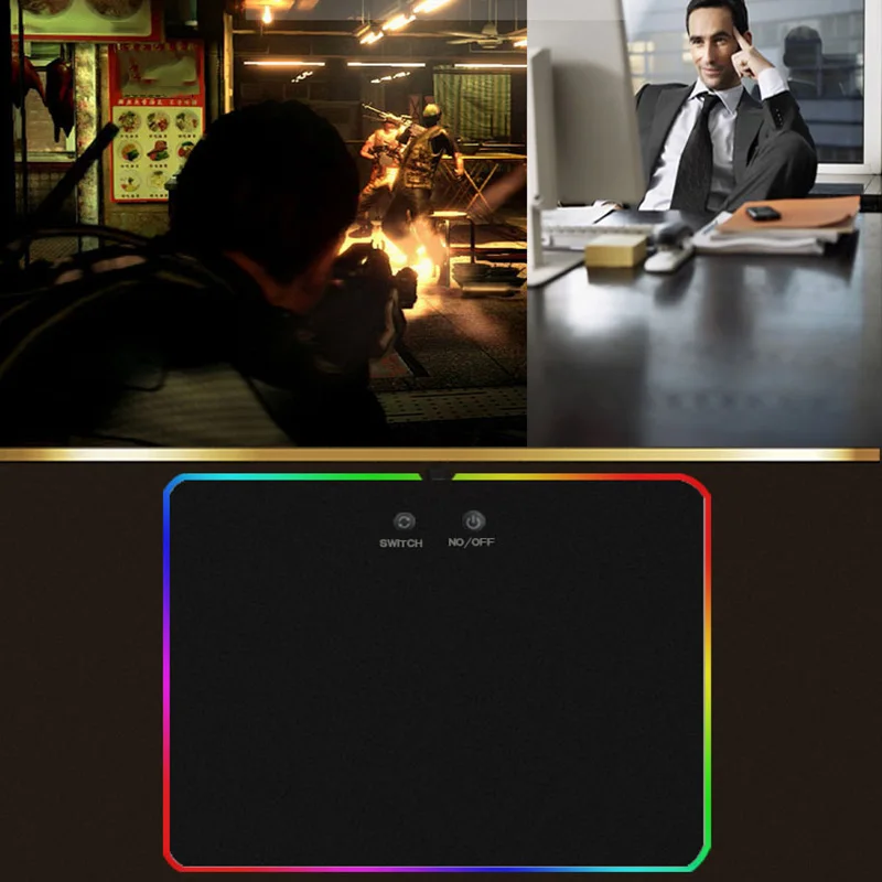 

Gaming Mouse Pad RGB Glow 9 Colorful Light Adjustable Mouse Mat For PC/Laptop/Desktop/Computer XXM8