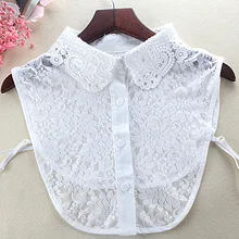 Женская открытая кружевная Цветочная Половина Рубашка с фальшивым воротником аксессуары Питер Пэн съемный воротник колье с искусственным жемчугом куртка с лацканами Топы
