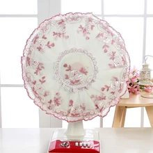 Пылезащитный чехол из пряжи с рисунком розы, летний веер из ткани, пылезащитный чехол для рабочего стола, круглый защитный чехол(красный