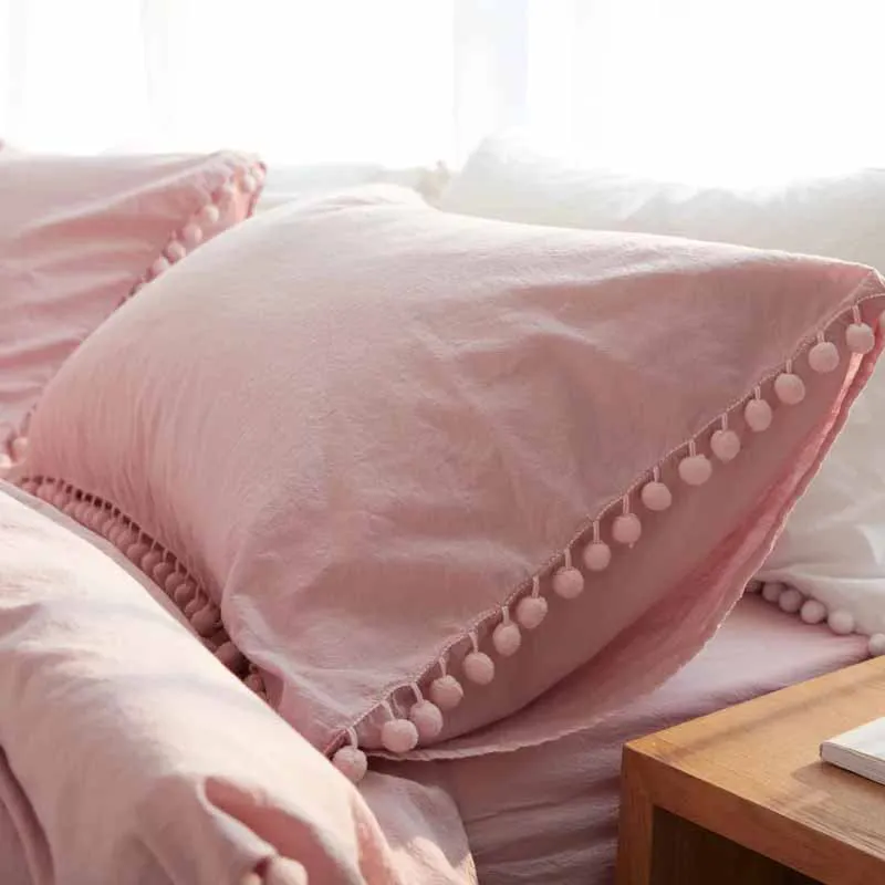 

Lannidaa pillowcase 100% Cotton in Bedding Pillow High Quality Decorative Square Rectangle With Solid Tassels Dot Ball for Home
