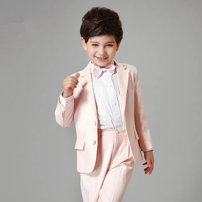 KUSON Jacket Pants 2Pcs Set Pink Boys suits for weddings Kids Prom Wedding Suits for Boy Children Clothing Formal Costume - Цвет: same as image