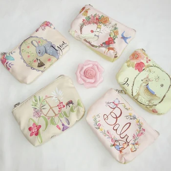 

Fashion Women Cartoon Key Bag Canvas Coin Purse Girls Creative Retro Cute Animals Print Wallet Canvas Sweet Storage Bags