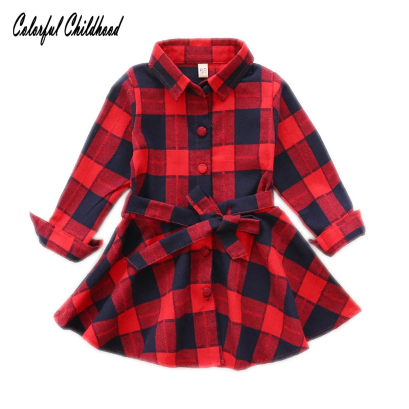 Pakaian Bayi Perempuan Natal Blus Perempuan Kotak kotak Merah/Hitam