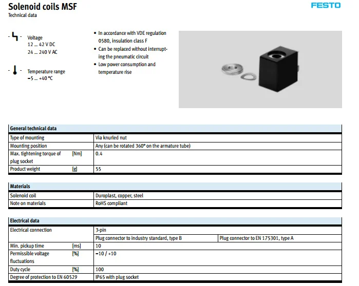 MSFG-24/42-50/60 MSFG-198/220 электромагнитный клапан Festo Электромагнитный клапан пневматический компонент пневматические инструменты серия MSFG