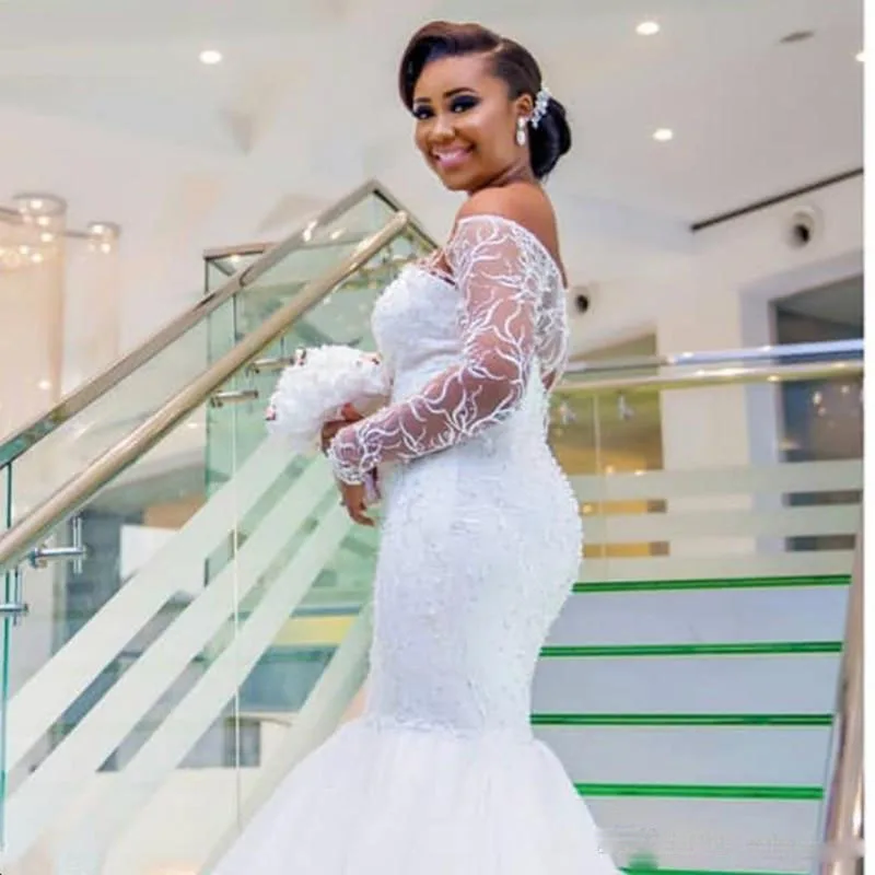 2018-new-african-mermaid-wedding-dress-luxury-lace-off-the-shoulder-beaded-tulle-sweep-train-wedding-gown-sexy-overed-button-bridal-dresses