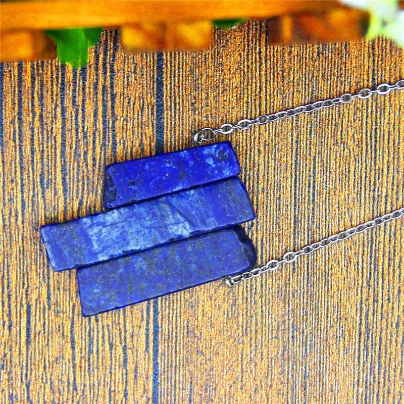 Irregular Rectangle Lapis Lazuli Necklace Vintage Handmade Natural Stone Necklace For Women Stainless Steel Jewelry TN436