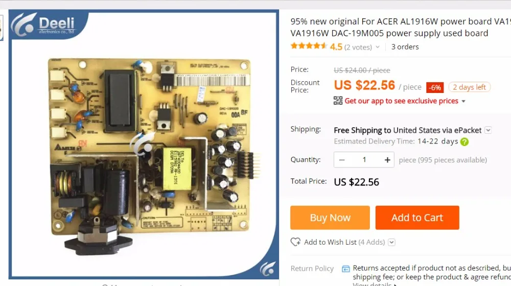 Original para Acer Al1916w Placa de Alimentação original para acer al1916w placa de alimentacao 01