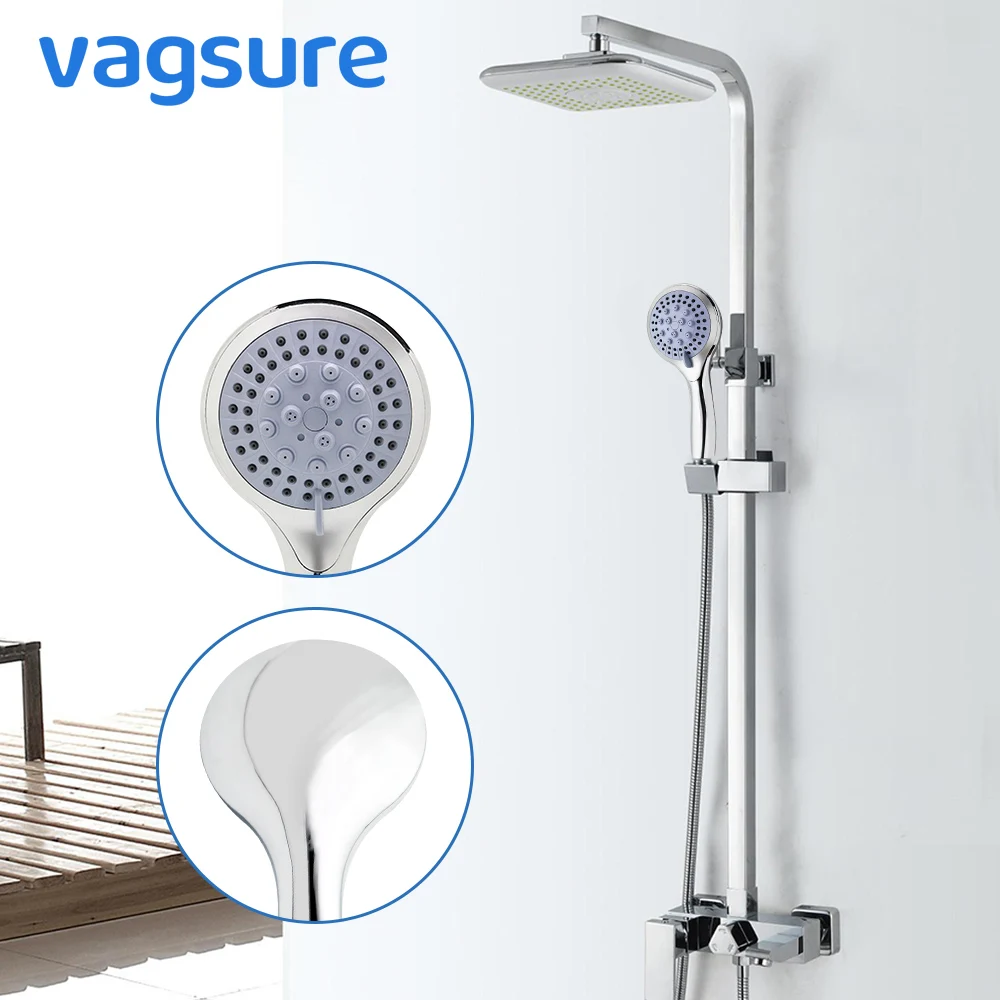 5 Modes ABS Plastic Bathroom Shower Head Big Round Chrome Rain Head Water Saver Classic design G1/2 Size Head Shower Sprayer