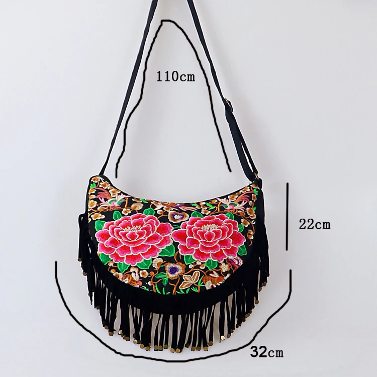 bags women shoulder crossbody bag fringe tassel handbags flower (6)副本